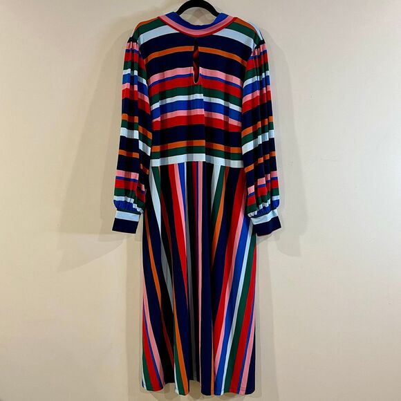 ELOQUII A-Line Puff Sleeve Dress Midi Rainbow Stripe size 24 NWTs - Picture 3 of 8